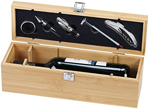 Carlo Milano Wein Geschenkbox: 6-teiliges Sommelier-Set in edler Geschenkbox für 1 Weinflasche (Wein Geschenkkiste, Weinbox, Geschenkpapier)