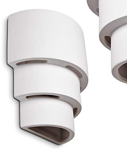 Wandlampe Karatschi aus Keramik in Weiß, Wandleuchte mit Up & Down-Effekt, 1 x E27-Fassung, Innenwandleuchte mit handelsüblichen Farben bemalbar, ohne Leuchtmittel