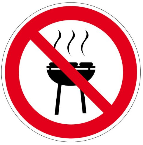 Verbotsschild Grillen verboten aus Aluminium - in verschiedenen Größen erhältlich