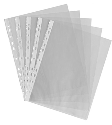 Pack 100 Quality Clear Plastic A4 Folders Wallets Pockets Punched Pockets