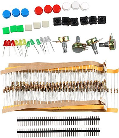 HALJIA Kit mit elektronischen Komponenten mit Schaltern, Potentiometer, LED, Widerstände