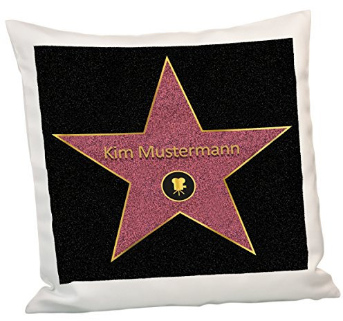 Geschenke 24: Kissen - Walk of Fame – Zierkissen mit Wunschname personalisiert – Hollywood Star of Fame