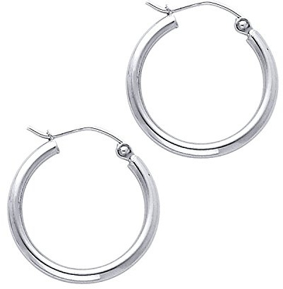 PRINS JEWELS 14 Karat 585 Gold Creolen Ohrringe Weißgold - Breit 2 mm