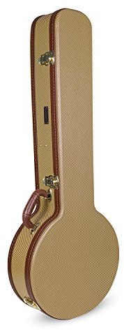 Crossrock Deluxe Wood Hard Case for 5 String Resonator Banjo, Vinyl Tweed (CRW620BJTW)