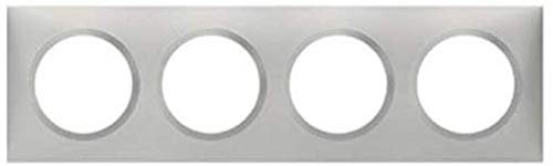 LEGRAND - Plaque dooxie Carrée - Plaque de Finition pour Prises et Interrupteurs dooxie - Fabriqué En France - 4 Postes - Aluminium Mat
