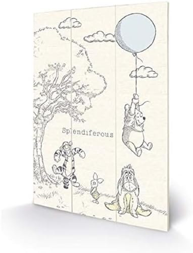 Disney MW12496P Kunstdruck auf Holz, 29,5 x 20 cm - Winnie Puuh, MDF, Mehrfarbig, 5 x 20 x 1,2 cm