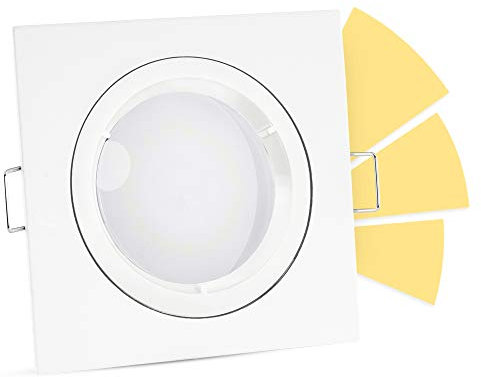 linovum® LED Einbaustrahler GU10 weiß eckig - GU10 LED 5W warmweiß - mit fourSTEP Dimmen ohne Dimmer Deckenspot Einbauleuchte