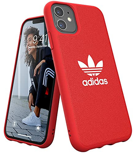adidas Handyhülle Entwickelt für iPhone 11 Hülle, Fallgeprüfte Hüllen, stoßfeste erhöhte Kanten, Original Schutzhülle, Scharlachrot