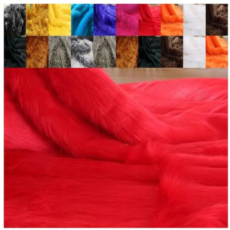 FABRICS-CITY FLOKATI TEDDYFELL STOFF KARNEVAL BEKLEIDUNG BASTEL REQUISITEN FOTOSHOOTING DEKO (Malbororot, 100X150cm)