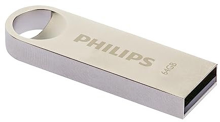Philips Moon Edition High Speed 2.0 USB-Flash-Laufwerk USB-Stick 64 GB für PC, Laptop, Computer Data Storage, Lesegeschwindigkeit bis zu 20 MB/s, Aluminium, Schlüsselanhänger