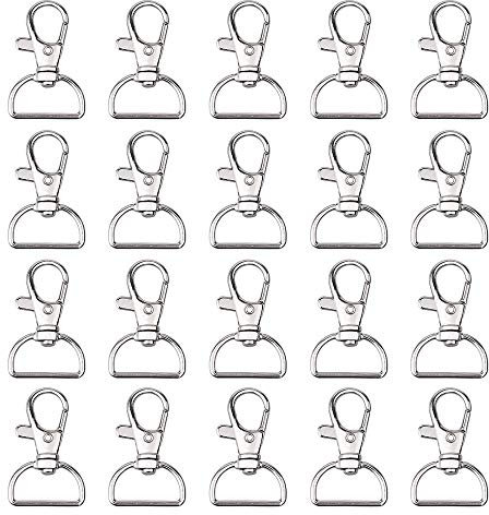 20 PCS Lobster Clasps Swivel Trigger Snap Hooks, Key Chain Hooks with D Ring for Bags, Lanyard Clips, Key Rings, Puppy Chains