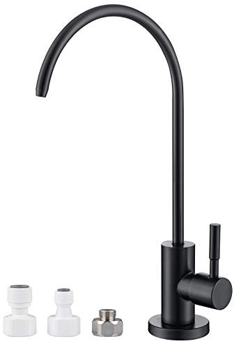 MIAOHUI Umkehrosmose-Wasserhahn, Trinkwasserhahn passt für Nicht-Luftspalt-Filtrationssysteme, moderner RO-Küchenwasserhahn, bleifrei, Edelstahl (schwarz)