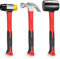 YIYITOOLS 3-teiliges Hammer-Set, 473 g, Gummihammer, 473 g Klauenhammer und 40 mm doppelseitiger weicher Hammer mit stoßdämpfendem Griff, geeignet für Innen- und Außenmöbeldekoration