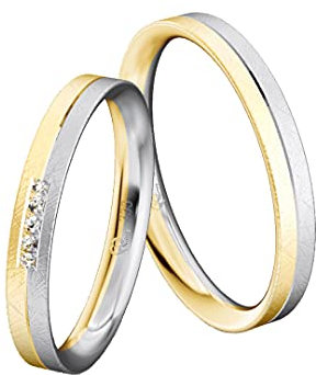 JC Trauringe Gold 333 Bicolor Paarpreis Eismattiert I Partnerringe Gelb- & Weißgold mit Gravur in edler Schatulle I 2 Hochzeitsringe Herrenring ohne & Damenring mit Zirkonia Steinen I ICT31