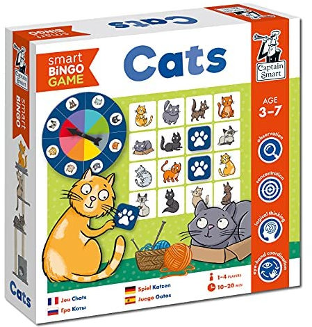 Captain Smart Bingo Spiel Kinder Karten Ab 3 Jahre Kartenspiel Katzen 1 Bis 4 Spieler Brettspiel Lernspiel Jungen Mädchen Beobachtung Familienspiel