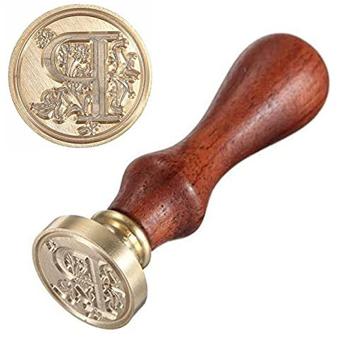 Anawakia Siegelstempel Vintage-Stil Wachs Siegelstempel Siegel Set A-Z Dekorativer Siegel Petschaft Holzgriff Brief 26 Buchstaben DIY Holz Wachs Siegel Stempel 1 Stück (P)