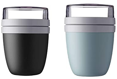 Mepal - Lunchpot Ellipse Mixed - Old Nordic Black + Nordic Green – 500 ml praktischer Reisebecher, Joghurtbecher, To go Becher – Geeignet für Tiefkühler, Mikrowelle und Spülmaschine, 700 ml