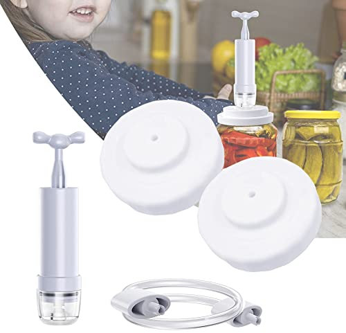 DYK&NX Jar Sealer with Accessory Hose and Attachment, Food Vacuum Sealing Kit with Vacuum Pump, Antifouling for Regular And Wide Mouth Mason Jars