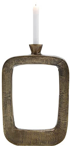 Kare Design Kerzenständer Tanu, Gold, Kerzenhalter für Stabkerzen, Kerzenleuchter, Deko für Wohnzimmer, Schlafzimmer, Sideboard, Tischdeko, Aluminium, 40x26x6 cm (H/B/T)