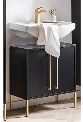 Lomadox Waschbeckenunterschrank Bad in schwarz, B/H/T: 57/61/30 cm