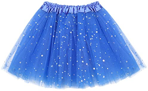 Mädchen Tutu Rock 3 Schichten Stern Tüllrock Pailletten Tanz Ballettrock für 2-8 Jahre (Dunkelblau)