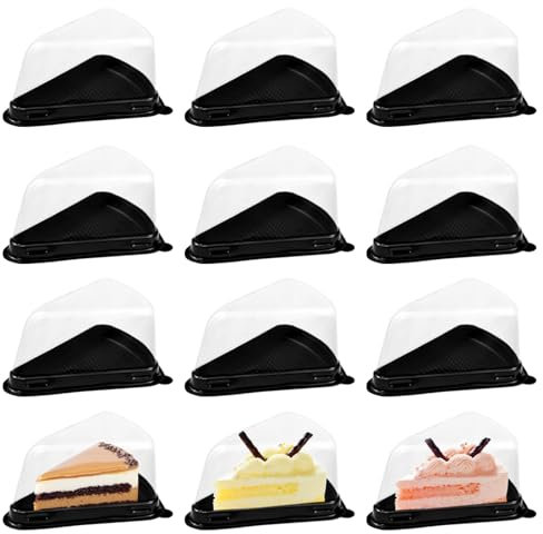 inheming 50 Piezas Recipiente de Rebanadas de Pastel, Contenedor Transparente de Tarta de Queso,Caja Triangular Individuales para Tartas de Postre,Queso,Pastelería,Pastel