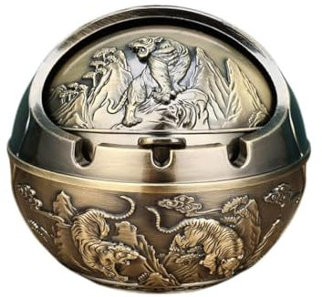 Cendrier en métal avec couvercles, coupe-vent, cendrier à cigarettes pour utilisation en intérieur ou en extérieur, cendrier pour fumeurs, cendrier de bureau pour décoration de bureau à domicile