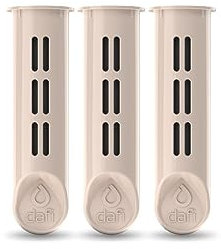 Dafi Water Bottle Filter Replacement 3-Pack by Joanna Krupa, Ideal for Soft and Solid Bottles | BPA-Free Water Filter, Eliminate The Taste and Smell of Chlorine – Beige