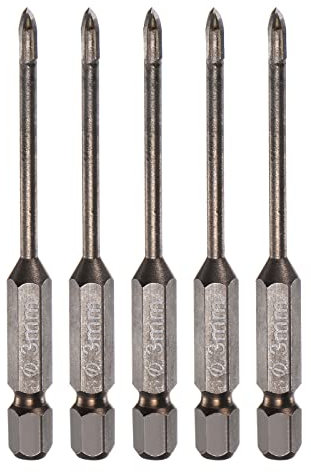 sourcing map 5pcs Titanium Coated Masonry Drill Bit, 3mm Triangle Concrete Drill Bits Ceramic Tile Drill Bit with 1/4 Hex Shank for Mirror and Ceramic Tile on Concrete Brick Wall
