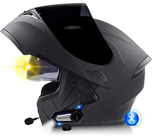 Bluetooth Motorradhelm, Modularer Klapphelm mit Doppelter Sonnenblende, Unisex Integralhelm ECE Zulassung, Scooter Motocross für Erwachsene Männer Frauen, 55-64cm