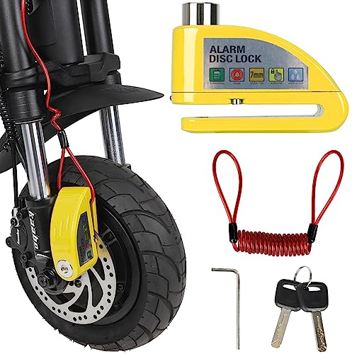 MotuTech Allarme Cavo Antifurto Freno a Disco Filo di Acciaio 110CM per Xiaomi M365 Nine Max G30 Kugoo M4 ecc Scooter Monopattino Moto Bici da Strada MTB Blocco Freno a disco (Giallo)