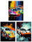 Artery8 Set of 3 A4 Racing Car Motorsport Grand Prix Paintings Bright Colourful Mancave Gift for Him Unframed Wall Art Living Room Poster Prints Pack