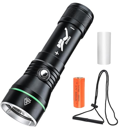 LUXJUMPER XHP50 Torce subacquee, 3000 lumen USB Vharger ricaricabile IPX8 Luce subacquea impermeabile, 3 modalità lampada di sicurezza, adatto per l'uso notturno in acque profonde Snorkeling