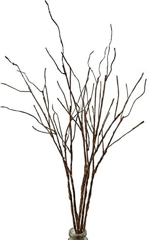 Bakoukiter 5PCS Artificial Lifelike Curly Willow Branches Decorative Dried Birch Twigs 25.9 Inch Fake Bendable Sticks Stems for Craft Vases Home Wedding Decor