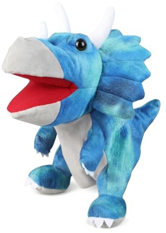 LOMTRATS Dinosaurier-Handpuppen für Kinder, Kleinkind enthält Triceratops und Tyrannosaurus Rex mit beweglichen offenen Mündern, perfekt zum Geschichtenerzählen,Geburtstagsgeschenke