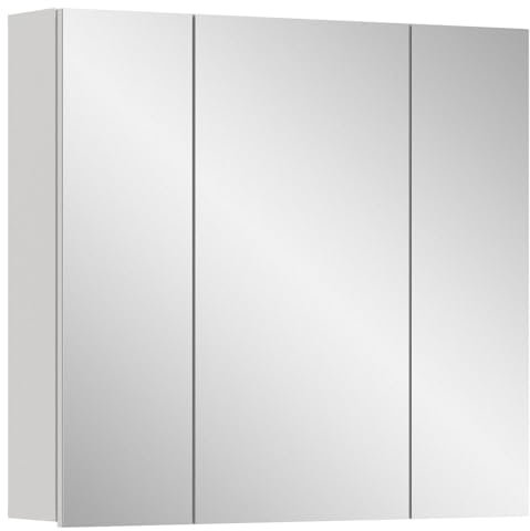 xonox.home Badezimmer Vira X2LA9727 Spiegelschrank in weiß Melamin ca. 82x77x18 cm mit großer Spiegelfläche