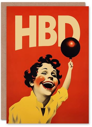 Artery8 Vintage-Werbung Hbd-Ballon-Lächeln Geburtstagskarte