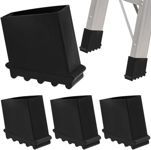 Housoutil 4pcs Ladder Foot Cover Attic Ladder Stepladders Ladder Feet Protectors Non-skid Furniture Leg Caps Furniture Leg Floor Protectors Covers Ladder Foot Protector Outdoor Black Rubber
