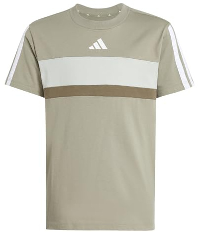 adidas Unisex Kinder Seasonal Essentials TIBERIO 3 Stripes T-Shirt, Silver Pebble/White, 11-12 Years