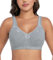 DotVol Women's Lace Cotton Comfort Plus Size Full Cup Minimizer Non Foam Wireless Bra(UK 36C,EU 80C,Grey)