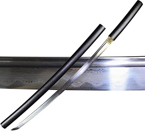 Gemusterter Stahl Lehm Gehärtet Katana Schwert Scharf Scht 102CM Samurai