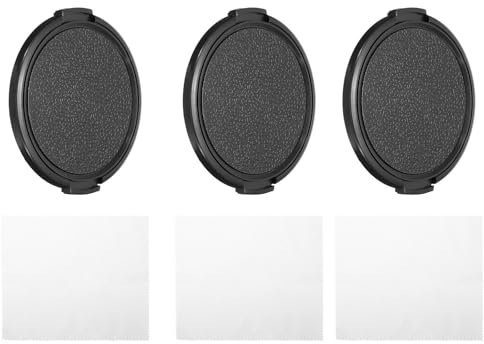 PATIKIL 67mm Objektivdeckel, 3er Pack Seitenklemmung Kamera 67mm Gewinde | Objektivabdeckung Schutz der Frontlinse mit Reinigungstuch, geeignet zum für Universal DSLR Objektive, Schwarz