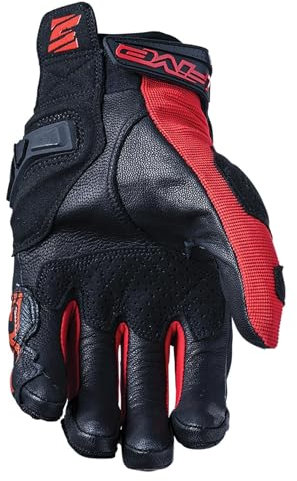 Five Motorrad-Kurzhandschuhe SF3, 1KP-Schutz, Flexibilität, Belüftung, Schwarz und Rot, M