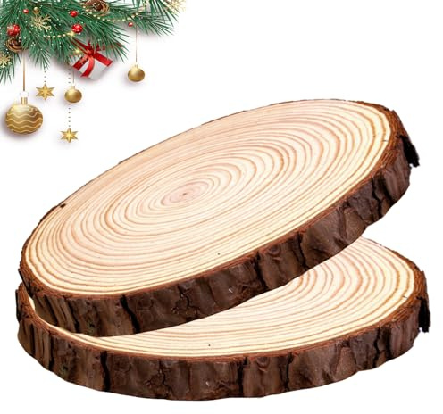 BORDEAG Rotondino Di Legno, 2 Pezzi Fette Di Legno Naturale 28-30cm, Fette Di Legno Grezzo Per Lavori Manuali, Decorazioni Per Festa, Decorazione Di Nozze