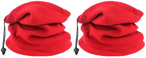 SMTCM 2 Pcs Schlauchschal Fleece Multifunktionstuch Rot Halswärmer mit Kordelzug Nackenwärmer Winter Elastisch Loopschal Warm Skimaske Beanie Sportschal für Herren Damen zum Outdoor Fahrrad Laufen