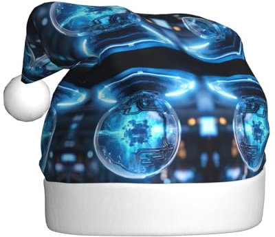 Kycvds Elektrische Globus-Weihnachtsmannmütze, Urlaub für Erwachsene, Unisex, Samt, Komfort, extra dicker Hut für Neujahr