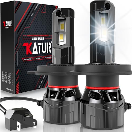 KATUR H4 LED Headlight Bulbs - 120W 30000LM, 700% Brightness, 6000K Xenon White, 9003 HB2 Hi/Lo Beam With Mini Size Cooling System - Pack of 2
