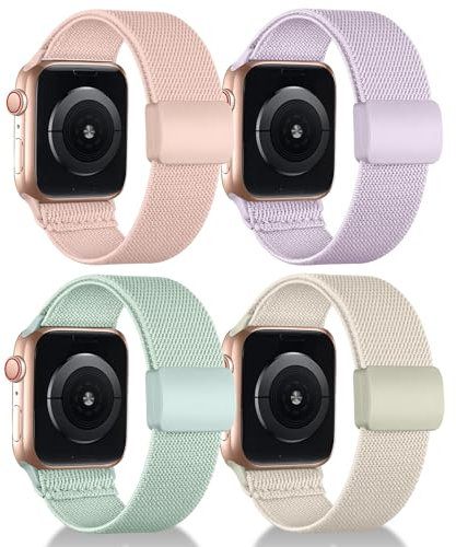chinbersky élastique Bracelet Compatible avec Bracelet Apple Watch 38mm 40mm 41mm 42mm 44mm 45mm 46mm 49mm, Magnétique Tissu Nylon Elastique Bracelets pour iWatch Ultra Series 10/9/8/7/6/5/4/3/2/1/SE