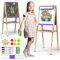 Joyooss Kunststaffelei für Kinder, verstellbares stehendes Holz-Zeichenbrett für Kleinkinder, doppelseitig, trocken abwischbar, mit Malzubehör, Geschenk und Kunstbedarf für Kleinkinder (106PURPLE)