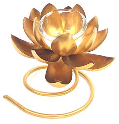 JDHSKCF Kandelaber, kreativer Lotus-Kerzenständer, Eisen, dekorative Ornamente, schöner Tisch-Blumen-Kerzenhalter, Dekoration, Kerzenhalter (Farbe: Grau) Selfless Dedication